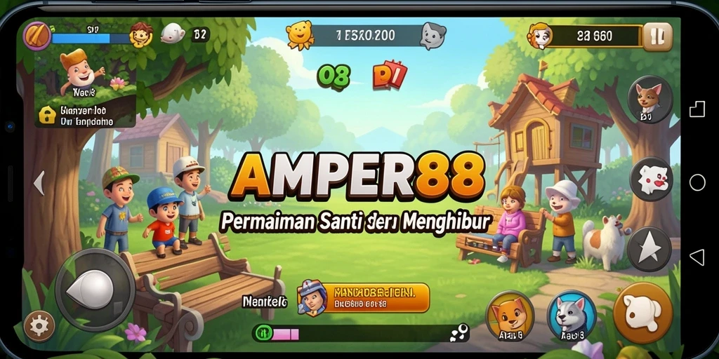 Tampilan gameplay AMPER88 yang seru dan penuh warna.