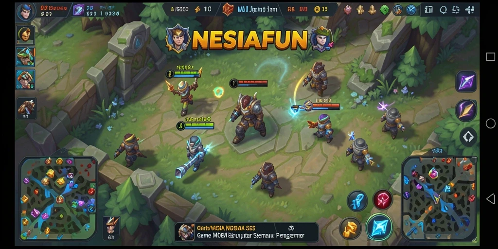 Tampilan gameplay seru dalam pertarungan MOBA.