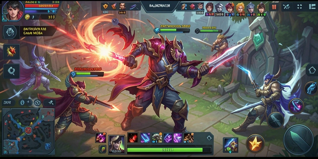 Gameplay seru dalam pertarungan MOBA yang menyenangkan.